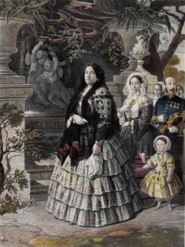 Queen Isabella II of Spain and daughter the Princess of Asturias
