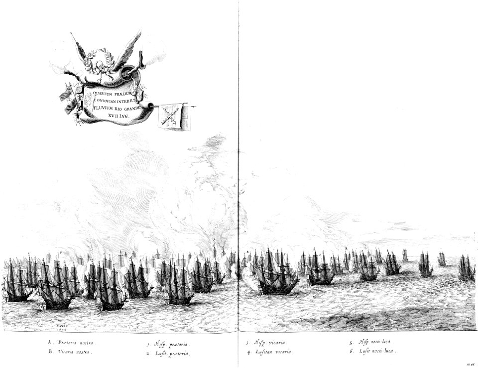 Quartum prælium Coniovian inter et fluvium Rio Grande (Rerum per octennium in Brasilia, Plate 45)