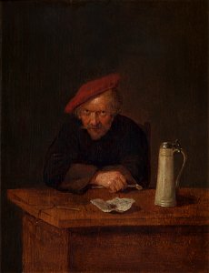 Quiringh Gerritsz. van Brekelenkam - Man achter een tafel met pijp en bierkruik - 2967 (OK) - Museum Boijmans Van Beuningen