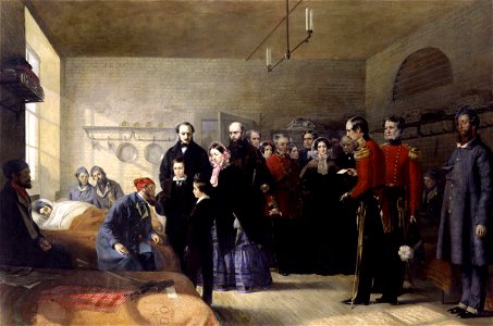 Queen Victoria's First Visit to her Wounded Soldiers by Jerry Barrett. Free illustration for personal and commercial use.