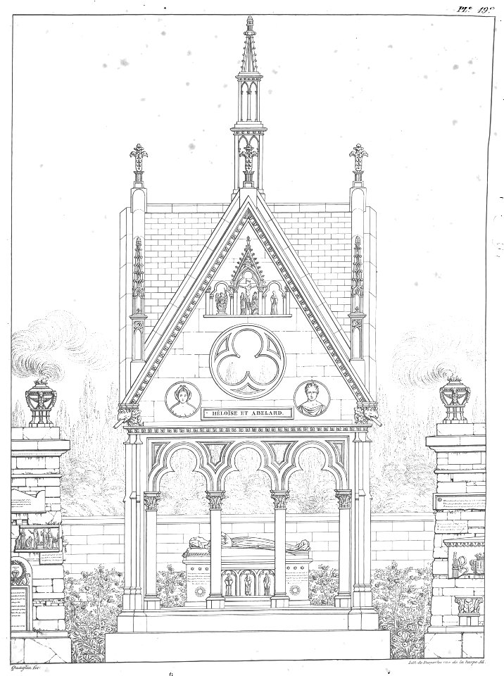Quaglia - Le père Lachaise ou Recueil de dessins des principaux monuments de ce cimetière - Planche 19