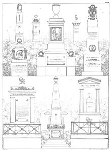 Quaglia - Le père Lachaise ou Recueil de dessins des principaux monuments de ce cimetière - Planche 9
