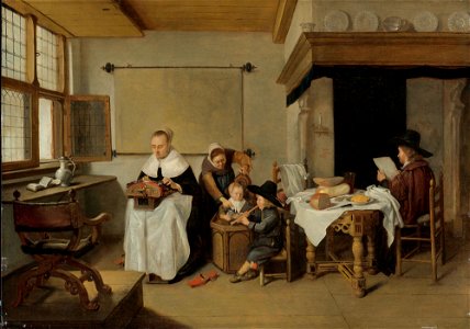Quirijn van Brekelenkam - A Family in an Interior 022N08759 5VVQJ
