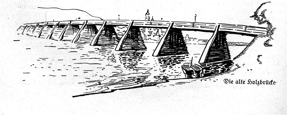 R.C.Wagner Stein Krems an der Donau Di alte Holzbrücke 1923 dgE