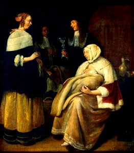 Quiringh van Brekelenkam - Kraambezoek in een interieur - Gal.-Nr. 1731 - Staatliche Kunstsammlungen Dresden