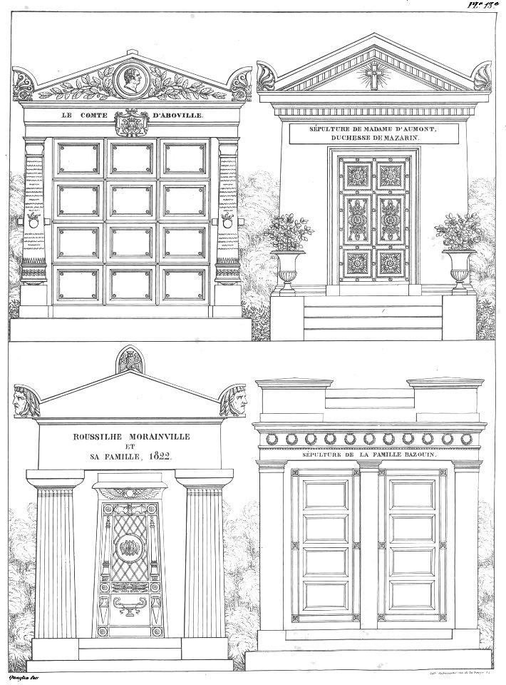 Quaglia - Le père Lachaise ou Recueil de dessins des principaux monuments de ce cimetière - Planche 13