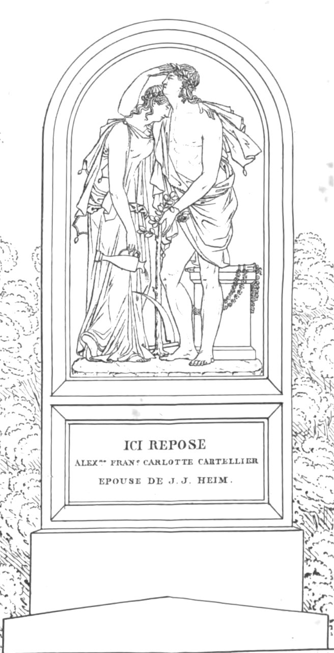 Quaglia - Le père Lachaise ou Recueil de dessins des principaux monuments de ce cimetière - Planche 5 - Cartellier