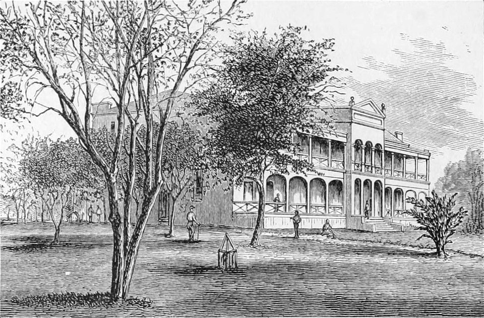 Queen's Hospital illustration, c. 1870s bw