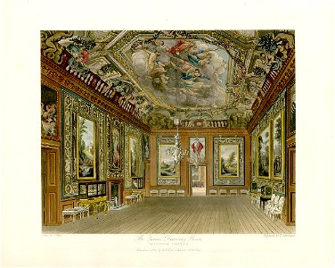Queen's Drawing Room, Windsor Castle, from Pyne's Royal Residences, 1819 - panteek pyn12-122
