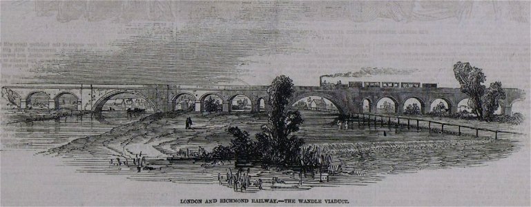 R Wandle Bridge Richmond Rly 8 Aug 1846. Free illustration for personal and commercial use.