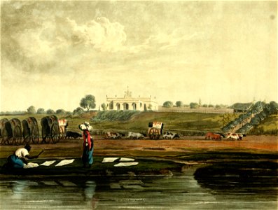 Quinta (smallholding) outside Buenos Aires c.1818. Free illustration for personal and commercial use.