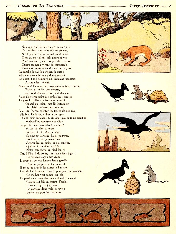 Rabier - Fables de La Fontaine - Le Corbeau, la Gazelle, la Tortue et le Rat 2