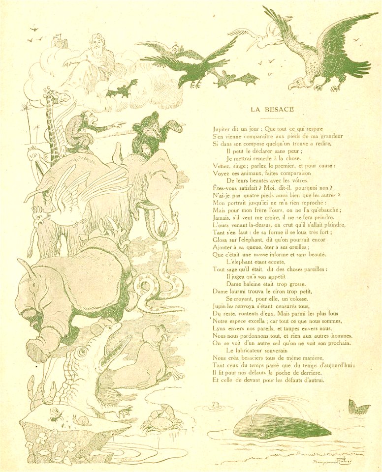 Rabier - Fables de La Fontaine - La Besace