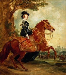 Queen Victoria on horseback - Grant 1845. Free illustration for personal and commercial use.