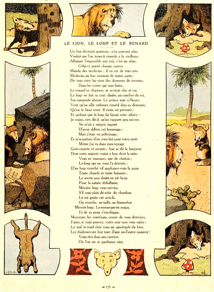 Rabier - Fables de La Fontaine - Le Lion, Le Loup et le Renard