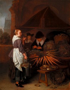 Quiringh Gerritsz van Brekelenkam - The Vegetable Stall - 89.32 - Detroit Institute of Arts. Free illustration for personal and commercial use.