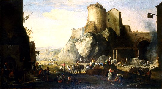 R. Begijn - Landschap met vesting - NK3097 - Cultural Heritage Agency of the Netherlands Art Collection