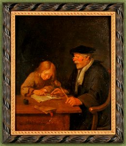 Quiringh van Brekelenkam - Oude schoolmeester en leerling - ГЭ-6324 - Hermitage Museum. Free illustration for personal and commercial use.