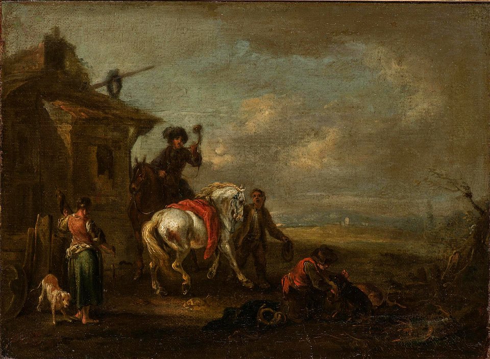 August Querfurt - Jäger bei einer Schankwirtschaft