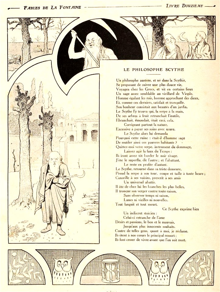 Rabier - Fables de La Fontaine - Le Philosophe scythe