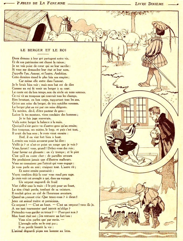 Rabier - Fables de La Fontaine - Le Berger et le Roi 1