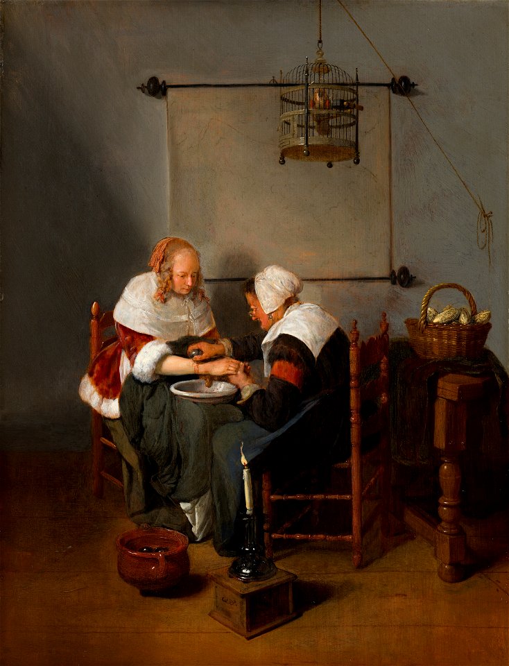 Quiringh van Brekelenkam - An Old Woman Bleeding a Young Woman, known as 'The Bloodletting' - 562 - Mauritshuis