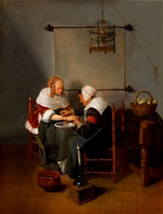 Quiringh van Brekelenkam - An Old Woman Bleeding a Young Woman, known as 'The Bloodletting' - 562 - Mauritshuis