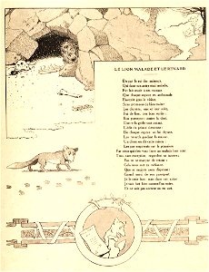 Rabier - Fables de La Fontaine - Le Lion malade et le Renard