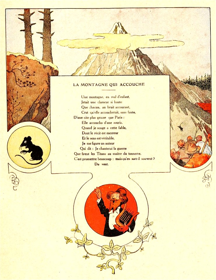 Rabier - Fables de La Fontaine - La Montagne qui accouche