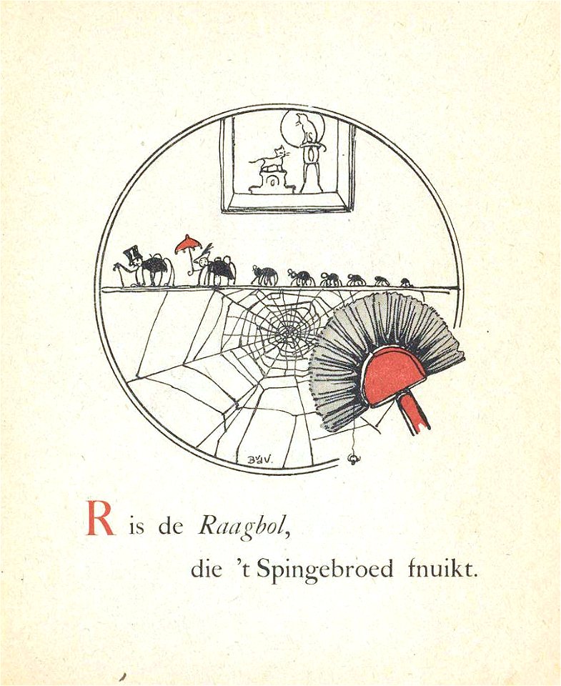R is de raagbol uit Het Borstel A.B.C. (1920) door Bas van der Veer