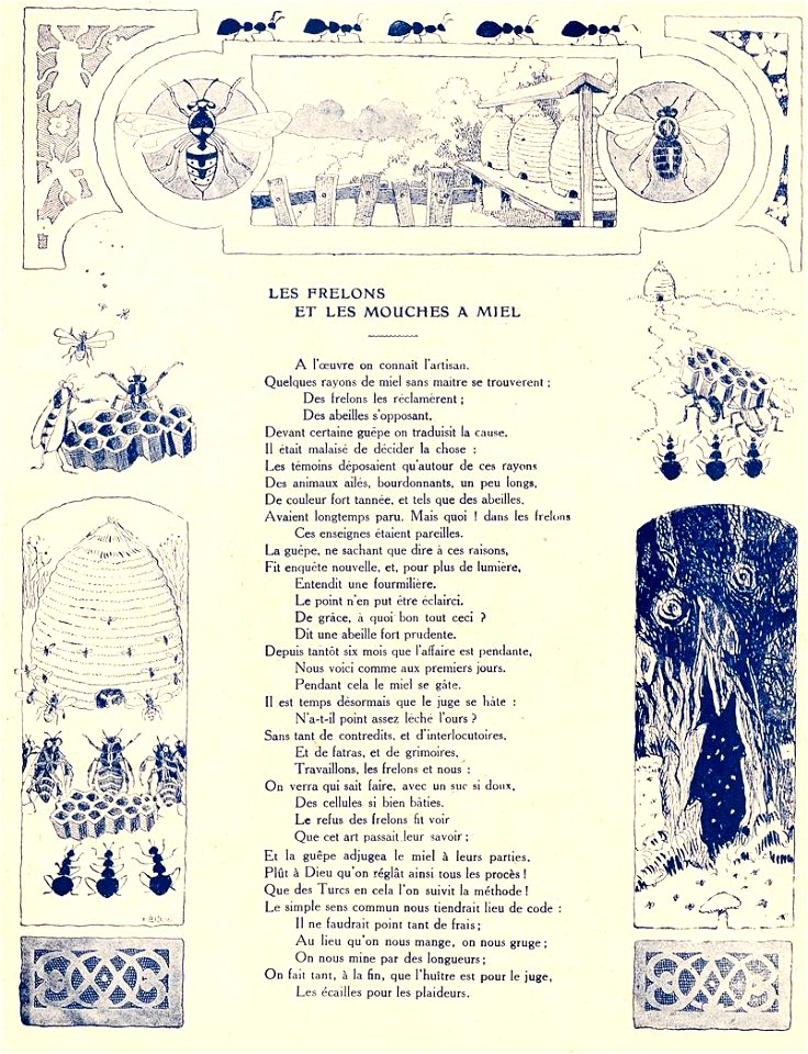 Rabier - Fables de La Fontaine - Les Frelons et les mouches à miel