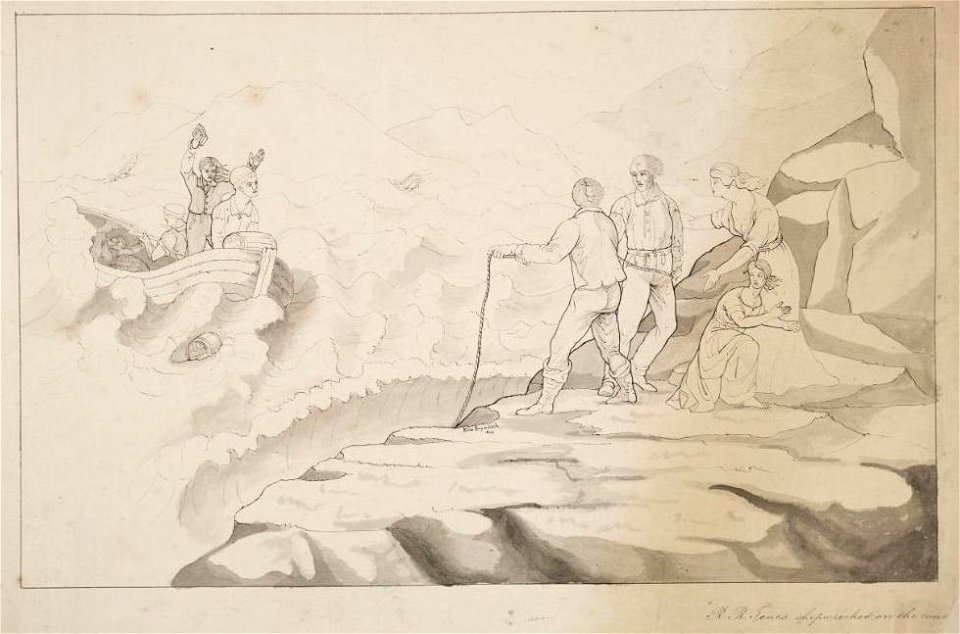 R.R. Jones shipwrecked on the coast