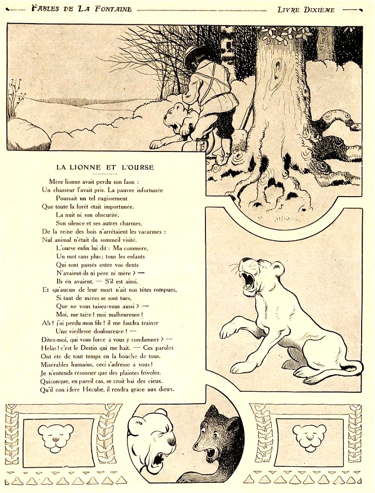 Rabier - Fables de La Fontaine - La Lionne et l'Ourse