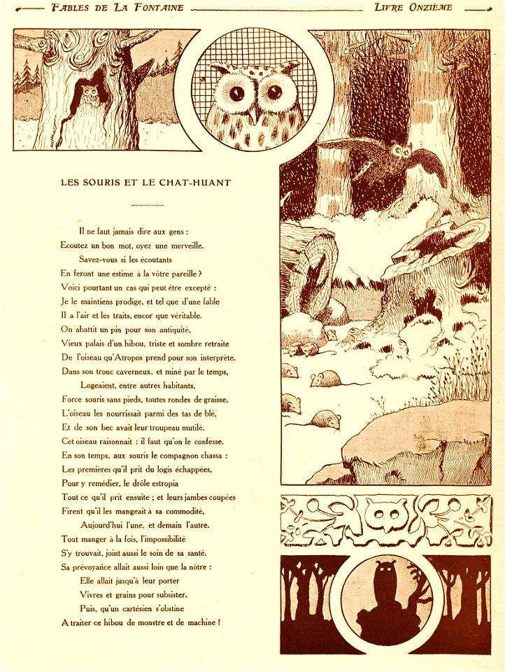 Rabier - Fables de La Fontaine - Les Souris et le Chat-Huant 1