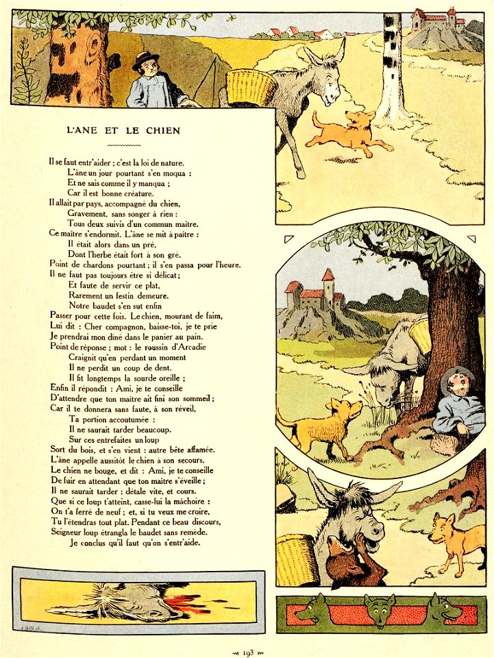 Rabier - Fables de La Fontaine - L'Âne et le Chien