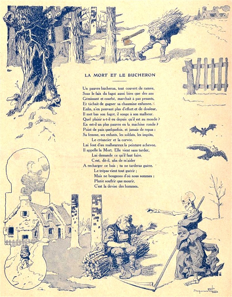 Rabier - Fables de La Fontaine - La Mort et le bûcheron
