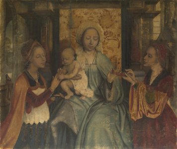Quinten Massys - The Virgin and Child with Saints Barbara and Catherine - Google Art Project. Free illustration for personal and commercial use.