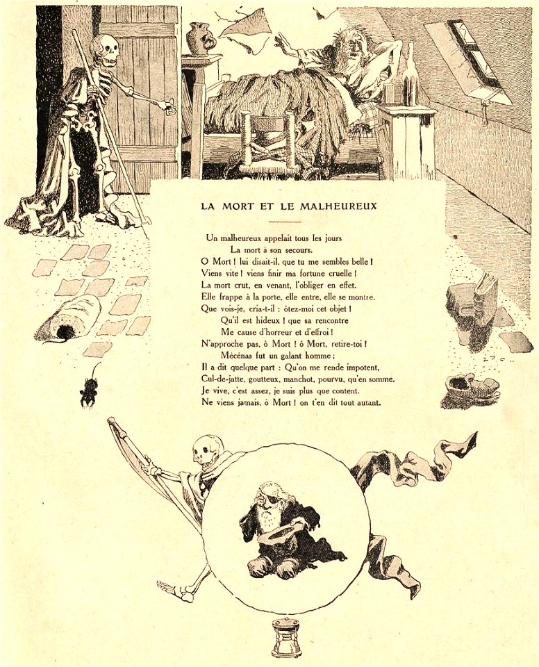 Rabier - Fables de La Fontaine - La Mort et le malheureux