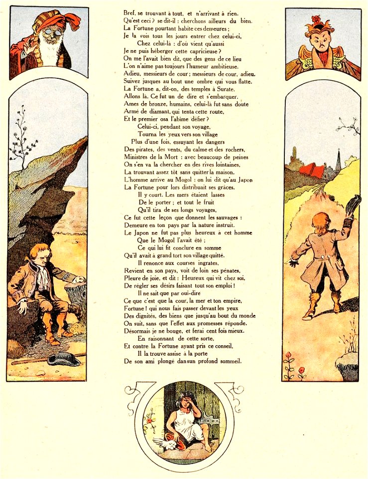Rabier - Fables de La Fontaine - L'Homme qui court après la Fortune et l'Homme qui l'attend dans son lit 2