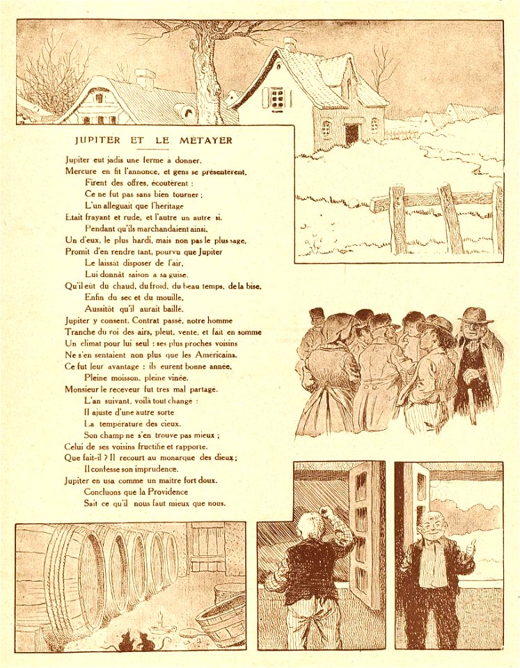 Rabier - Fables de La Fontaine - Jupiter et le Métayer