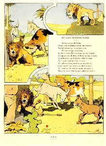 Rabier - Fables de La Fontaine - Le Lion devenu vieux