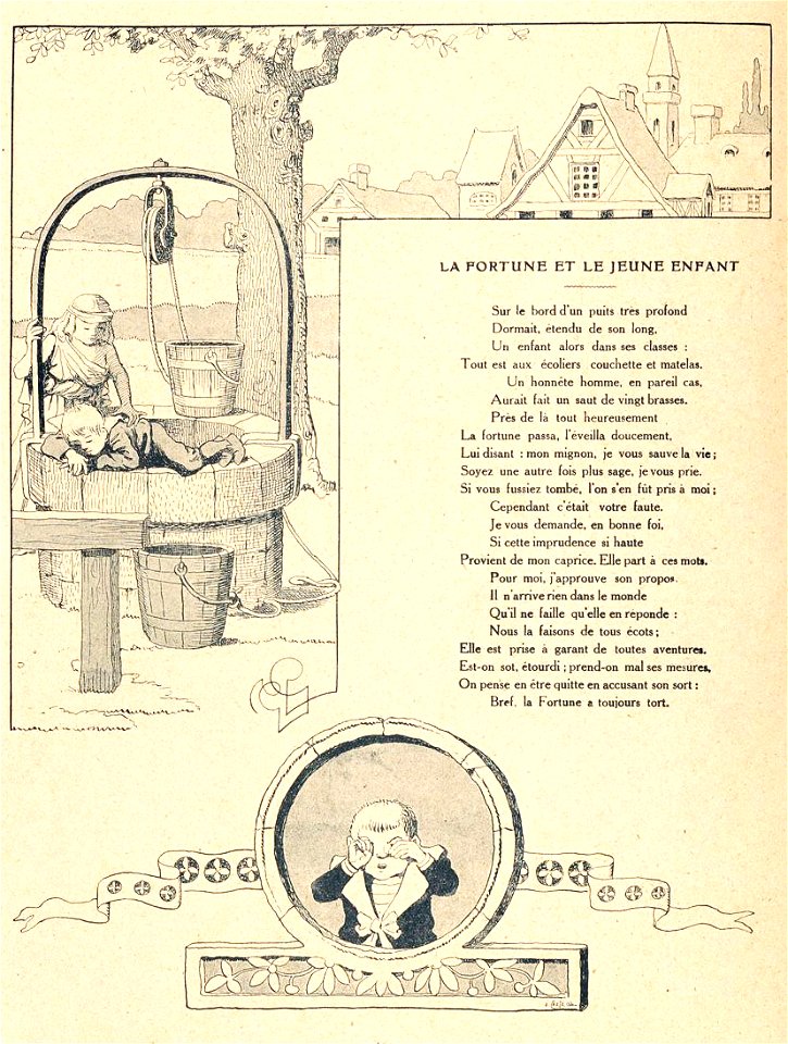 Rabier - Fables de La Fontaine - La Fortune et le Jeune Enfant