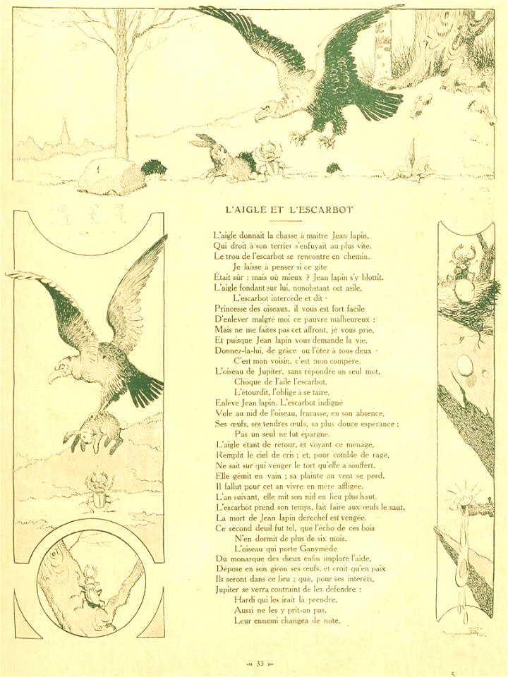 Rabier - Fables de La Fontaine - L'Aigle et l'Escarbot