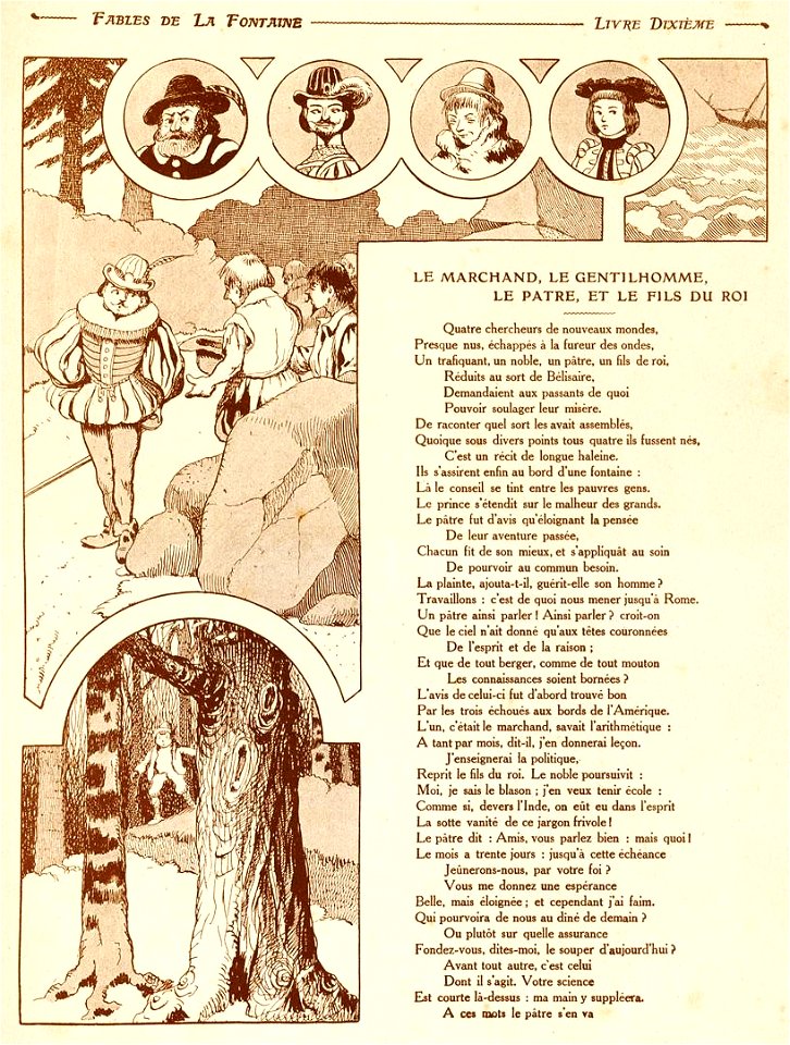 Rabier - Fables de La Fontaine - Le Marchand, le Gentilhomme, le Pâtre et le Fils du Roi 1