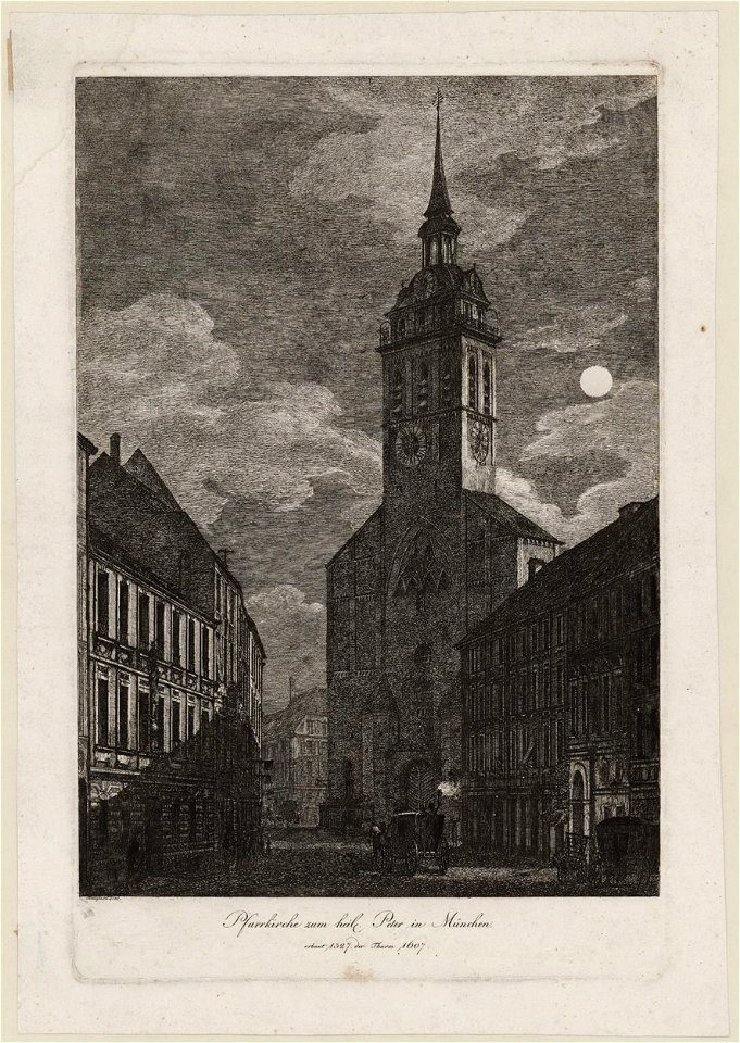 Radierung - ST PETER IN MÜNCHEN - Domenico Quaglio - um 1811
