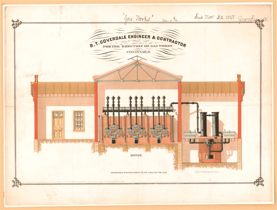 R.T. Coverdale engineer & contractor for the erection of gas works, Cincinnati, O. - lith. of Strobridge & Co. Cin. O. LCCN93502020