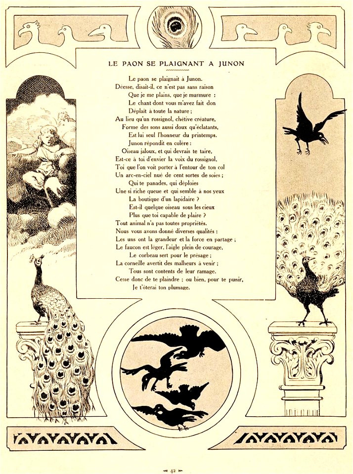 Rabier - Fables de La Fontaine - Le Paon se plaignant à Junon