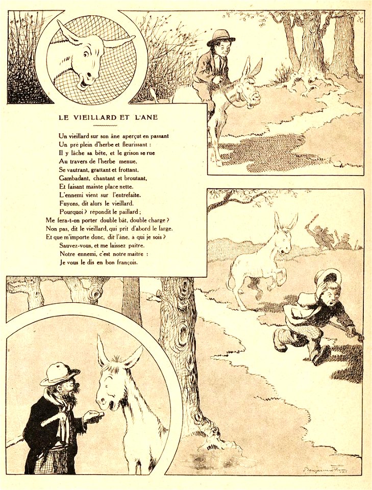 Rabier - Fables de La Fontaine - Le Vieillard et l'Âne
