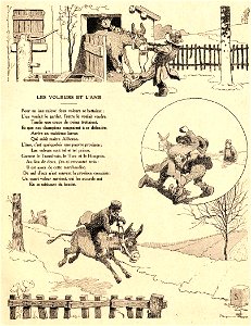 Rabier - Fables de La Fontaine - Les Voleurs et l'âne