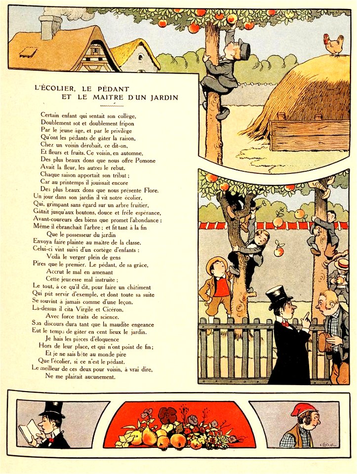Rabier - Fables de La Fontaine - L'Écolier, le Pédant et le Maître d'un jardin